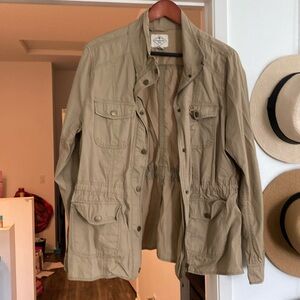 Tan jacket with adjustable waist